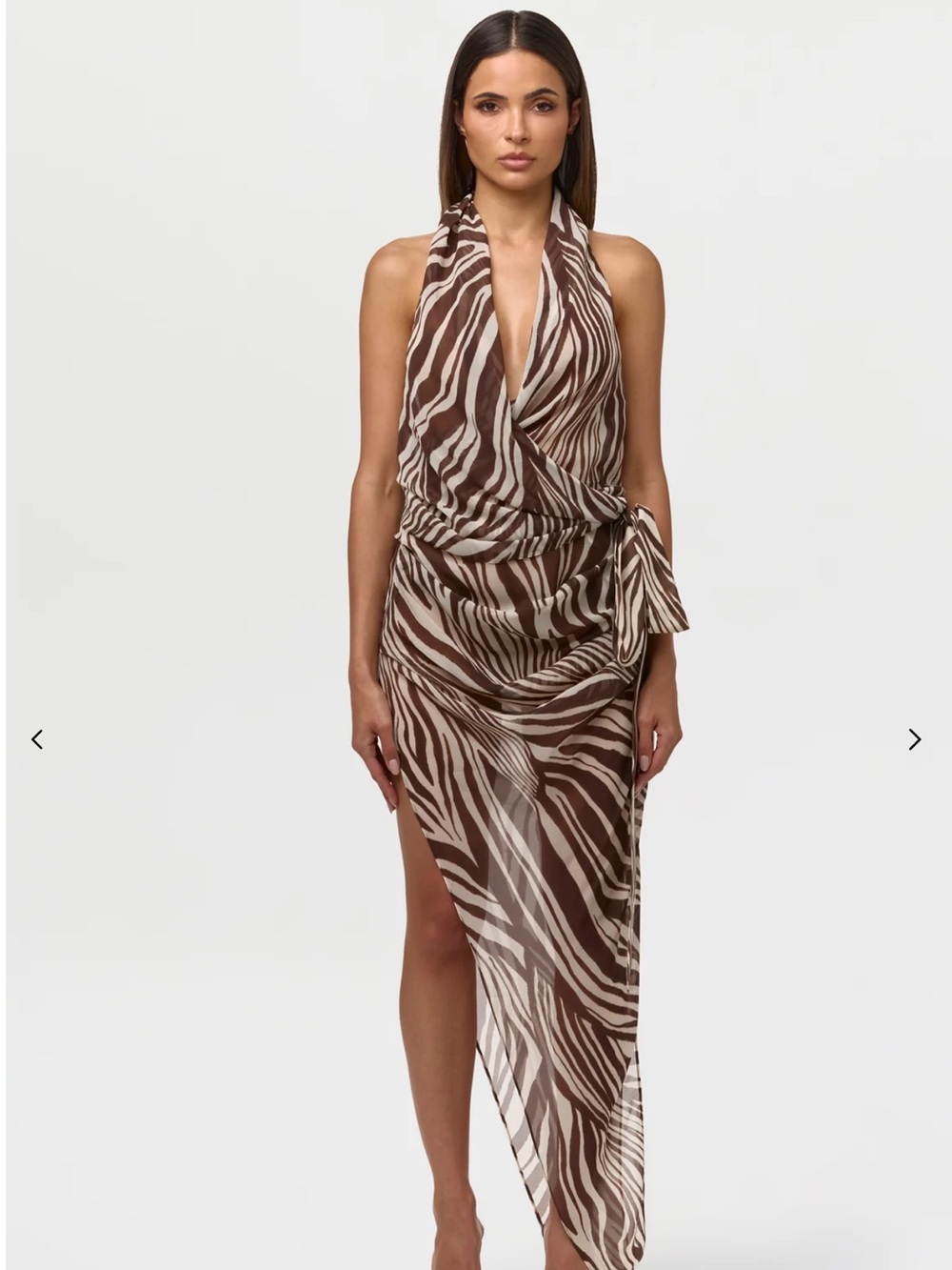 Naked Wardrobe Chiffon Wrap Halter Top + Skirt